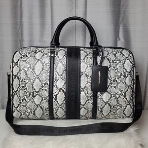 STEVE MADDEN black/white snakeskin bspeedy weekender duffle bag